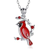 Red Cardinal Necklace 925 Sterling Silver I am Always With You Memorial Pendant Jewelry Gifts for Women