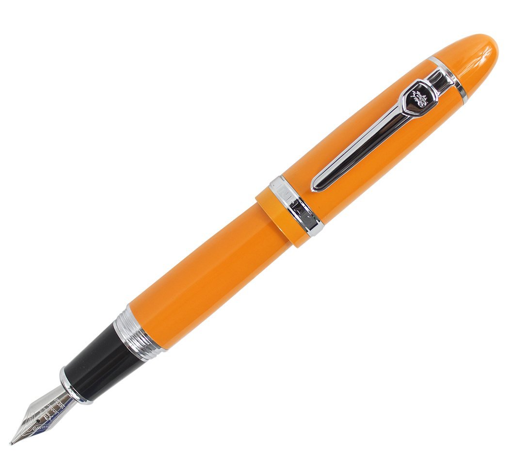 Abcsea Expert Deluxe Fountain Pen with Pen Pouch, Big Barrel - Orange