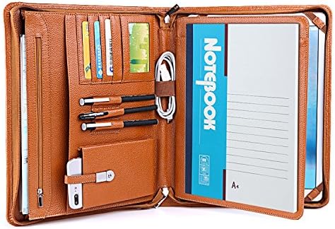 Deluxe Leather Portable, Multi-Function Business Padfolio Case ,Fit Microsoft Surface Pro 3/4 and A4 Notepad (Microsoft Surface Pro 3/4)