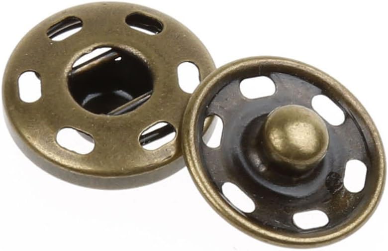 Cotowin Sew-On Snaps, Bronze Press Buttons, Pack of 10, 15mm