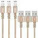 Hiway Nylon Braided USB Cable 3PACK (6FT) Phone Charger Fast Charging Cable Cord Compatible iPhone 8/8 Plus/7/7 Plus/6/6s/6 plus/6s Plus/ 5s/5c, iPad, iPod More (Gold)