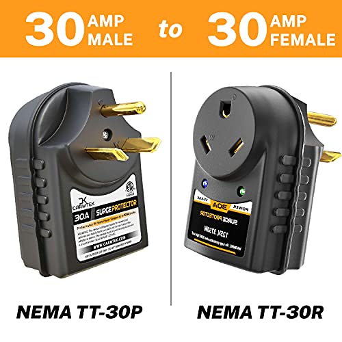 CARMTEK RV Surge Protector 30 Amp Power Adapter with Integrated Surge