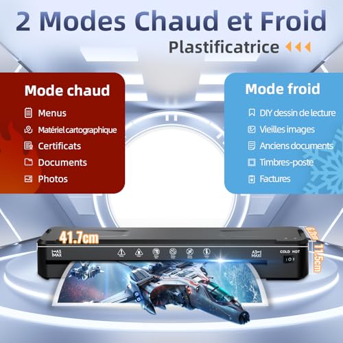 MAXDONE A3 Laminator, Thermal and Cold Laminator A3 A4 A5 A6 Laminating Pouches for Corner Rounder Paper Cutter 1-2 min Quick Preheat & No Bubbles