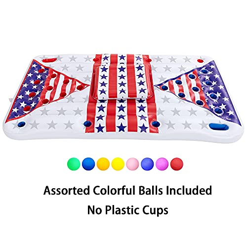 SLOOSH Inflatable Pool Pong Table 6x3 FT - Floating Beer Pong Game With 10 Balls For Pool Parties