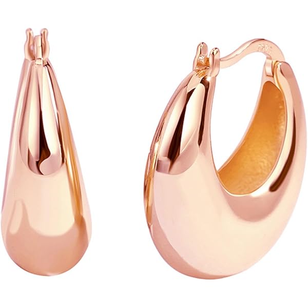 Boucles D'oreilles Créoles Double Anneaux Plaqué Or 18 Carats - Diamètre 5 Cm, Clips, Marque Bijouxia