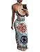 DUBACH Womens Ethnic Side Split Halter Drawstring Maxi Dress Multi,X-Large