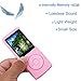 FecPecu Music Player, 16GB MP3 Player 48 Hours Playback Hi-Fi Sound, Portable Audio Player (Pink)