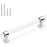 Probrico 10 Pack 5 Inch Cabinet Pulls Polished Chrome Zinc Alloy with Clear Acrylic Kitchen Cabinet Handles, Drawer Pulls for Bedroom and Bathroom Cupboards and Cabinets