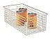 mDesign Wide Wire Storage Basket for Kitchen, Pantry, Cabinet - Pack of 2, Satin