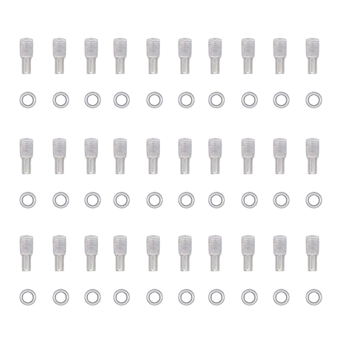 Concisea 30pcs 5mm Shelf Support Pegs, Nickel Plated Flat Spoon Style Shelf Support Pins Shelf Peg Pin Supports for Cabinet Furniture Closet Office Accessories Bracket(Silver)