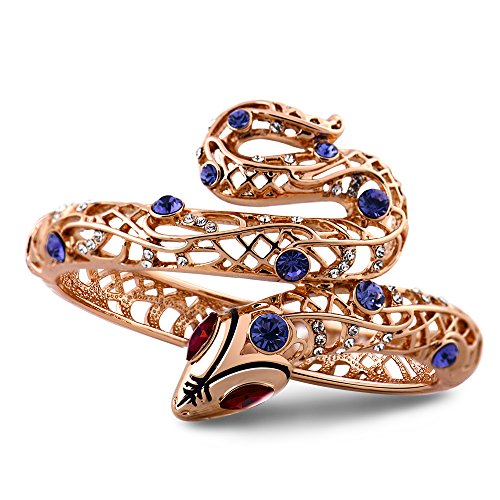 Viennois Sexy Snake Purple Crystal Bracelet Bangle Red Rhinestone Cuff Bracelet for Women