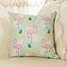 Fjfz Pink Flamingo Pineapple Palm Leaves Cotton Linen Home Decorative Throw Pillow Case Cushion Cover for Sofa Couch, 18