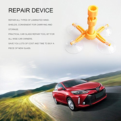Houkiper Windshield Repair Kit, DIY Car Window Repair Tool, Do-It-Yourself Windshield Chip Crack Repair Kit for Fix Auto Window Glass Scratch, Nicks, Bulls-Eye, Spider Web, Star-Shaped