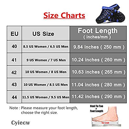 Cyiecw Unisex Breathable Garden Clogs Outdoor Walking Slippers Anti-Slip Beach Shower Sandals (9 US Women / 7 US Men, Blue)