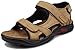 Kunsto Men's Leather Athletic Sport Sandal Flats Shoes