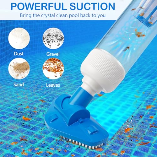 Pool Vacuum Cleaner with Battery, 3 in 1 Portable Pool Vacuum with Telescopic Handle, Wireless Pool Vacuum for Small Pools, Spas, Hot Tubs