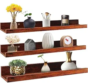 BEWROXIK Engineered Wood Floating Shelves, Wall Shelf Hanging Shelf For Bathroom, Bedroom, Toilet, Kitchen, Office, Living Room D?cor Set Of 3 Shelves (16 Inches)