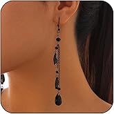 Atiptu Gothic Blood Drop Dangle Earrings - Red Crystal Teardrop, 2 Count - Gothic Vintage Beaded Punk Style Y2K Halloween Cosplay Party Earrings for Women