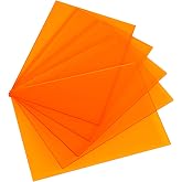 5 Pack Acrylic Sheet Orange Fluorescent Colored Translucent Sheets Easy to Cut for DIY Art Projects,Crafting,Display Project,Signs,Painting,Laser Cutting Plastic Plexiglass Panel 8x12 2.8mm Thick