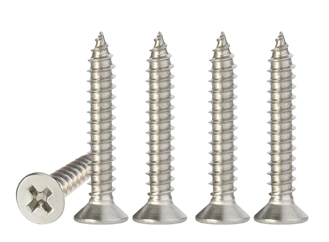 M4 Stainless Steel Self Tapping Screws,50pcs M4 X 30mm Phillips Flat Head Wood Srews DIY Woodworking Screws with Box (M4 X 30mm 50 PCS)