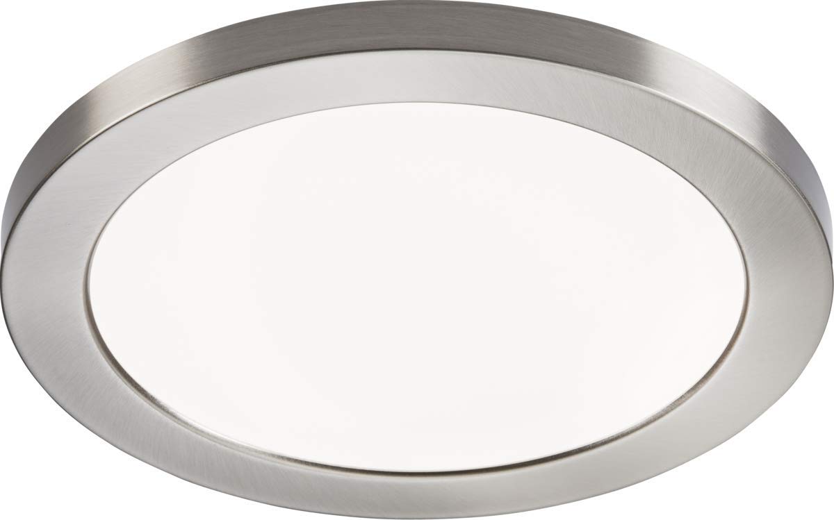 UKEW 18W LED Round Ceiling Lights - Dual Mount Recessed/Surface Mount Flush Flat Round Panel Light CCT Adjustable with Brushed Chrome Bezel