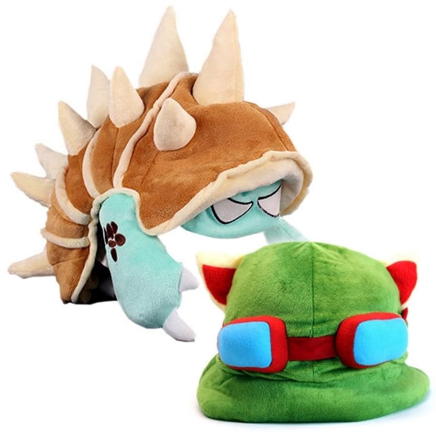 Kashasin Cute Kawaii LOL Rammus Teemo Hat Cap Cosplay Prop Plush Funny Party Club Hat (Rammus Teemo Hat)