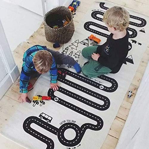 Extpro Children Area Rug Baby Floor Racing Game Rug Foldable Crawling Game Play Mat for Kids Room Decor (Road1)