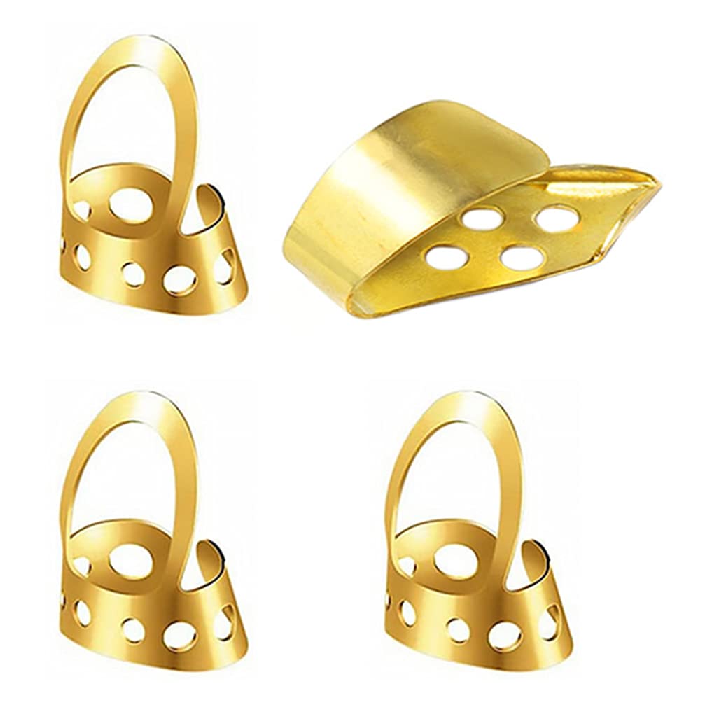 Milisten Adjustable Thumb Finger Picks Set for Guitar Banjo Ukulele Bass Comfortable Fit Hollowed Ring Plectrums Protecting Fingers 4Pcs