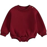 Lukivech Newborn Baby Boy Girl Clothes Fleece Sweatshirt Bubble Romper Solid Oversized Thick Sweater Romper Winter Clothes