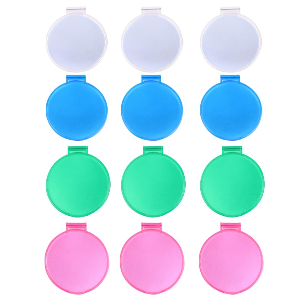 Lurrose 12pcs Mini Foldablecompact Mirror Pocket Travel Colorful Mirror Bulk for Women Girls Handbag Purse Makeup Travel (Random Color)