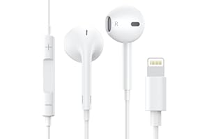 GADGET GEAR Apple Earbuds for iPhone,Wired Headphones with Lightning Connector【Apple MFi Certified】 Noise Isolating Earphones for iPhone 14/14 Pro/13/12/11/XR/XS/X/8/7 (Built-in Microphone & Volume Control)