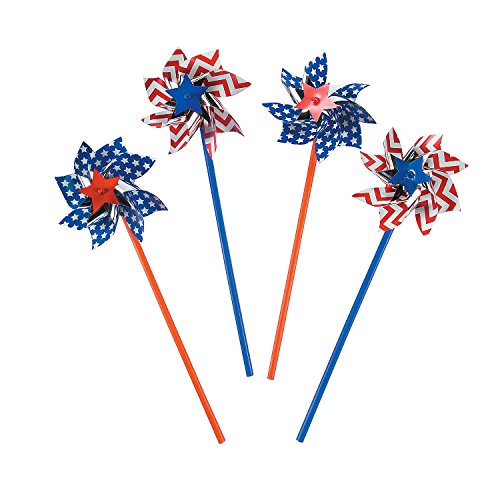 Fun Express American Flag Patriotic Pinwheels (36 per Order) Fourth of July Party - Patriotic Party Decorations