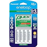 Panasonic "Advanced" eneloop Individual Battery 3 Hour Quick Charger with 4 AA eneloop Rechargeable Batteries, White
