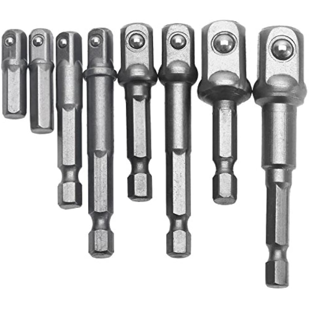 8Pcs Socket Drill Bit Extensions Adapter Impact Hex Shank Bits Bar Set