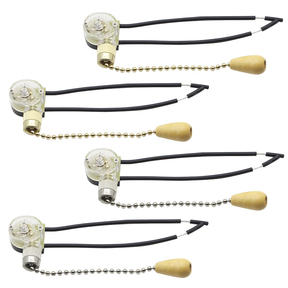 4Pcs Pull Switch, Light Pull Chain, Ceiling Fan Pull Chain, Universal Pull Switch Replacement for Wall Lamps,Table Lamps, Floor Lamps, Bedside Lamps, Ceiling Fans, Vintage Switch with Pull Chain Cord