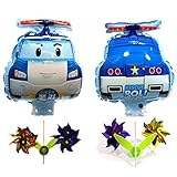 Robocar poli Balloon with Pinwheel Birthday Picnic Party Supplies