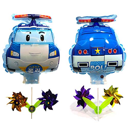 Robocar poli Balloon with Pinwheel Birthday Picnic Party Supplies