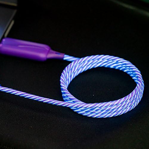 PERTOBAI Type USB C Cable Neon EL Light LED Flash light 2.3A High Speed 3FT USB C (Blue)