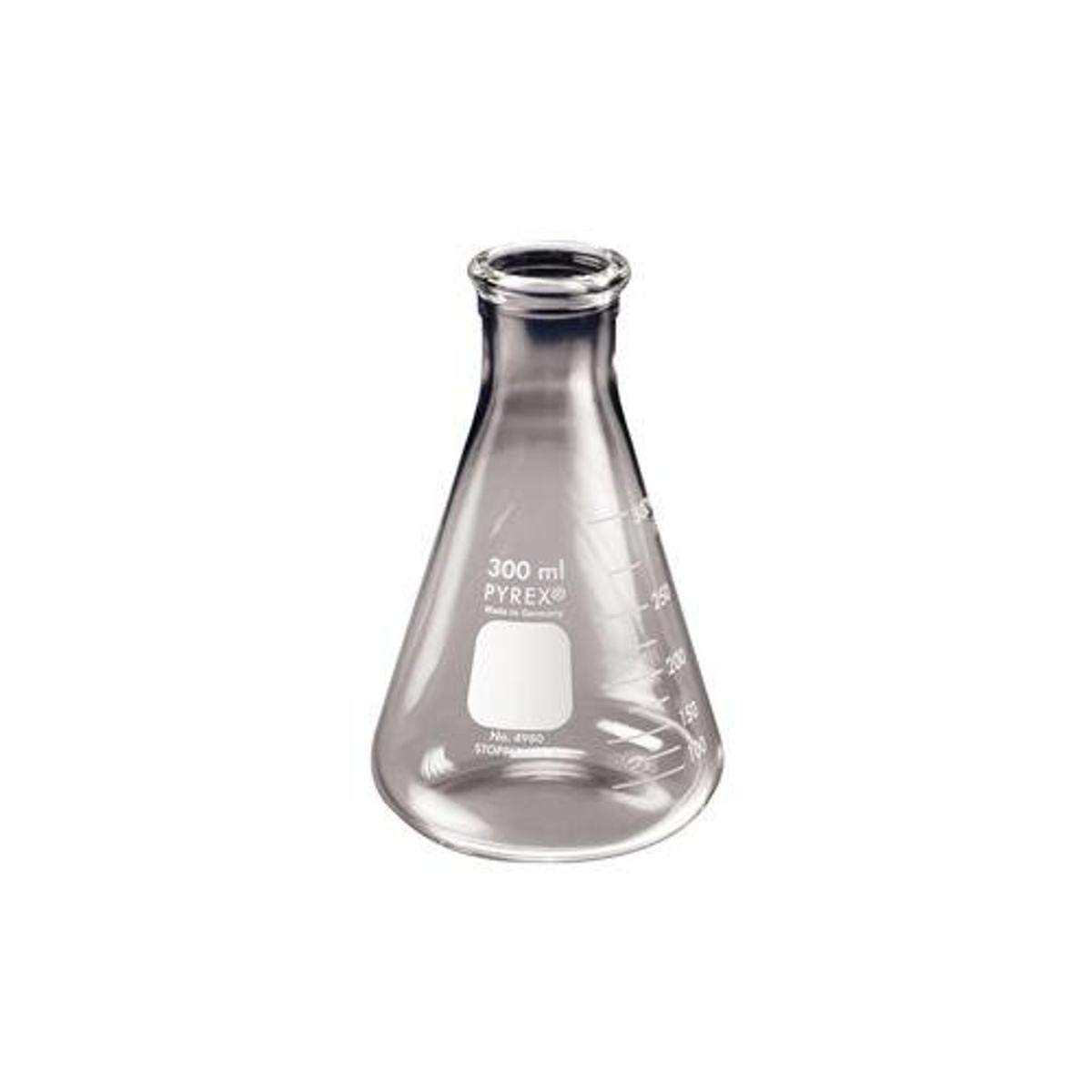 Corning Pyrex Borosilicate Glass Narrow Mouth Erlenmeyer Flasks with Heavy Duty Rim, 2000ml Capacity