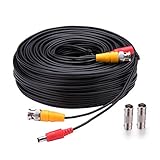 iBettervision BNC Cable 1 Pack 59ft 2 in 1 Video Power Cable with 4pcs BNC Connectors RCA Adapters Wires for CCTV DVR Surveillance System