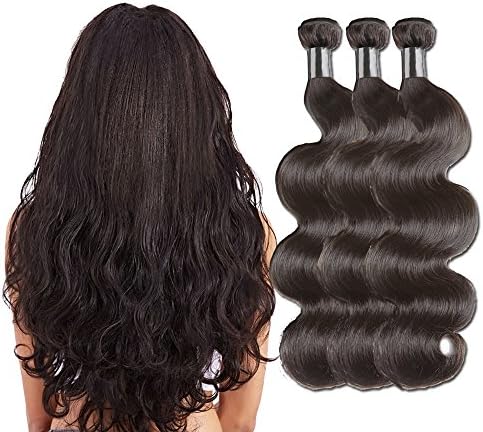 Brazilian Hair 3 Bundles Brazilian virgin hair body wave 8A Grade 100% Unprocessed Virgin Human Hair Extensions Hair Natural Color soft No Shedding (14 16 18inch) by borchan