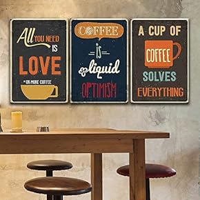 3 Panel Canvas Wall Art - Vintage Poster Style Coffee Art - Giclee Print Gallery Wrap Modern Home Art Ready to Hang - 16"x24" x 3 Panels