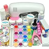 Nail Dryer 9w Uv Dryer Lamp 24 Colors Acrylic Powder Nail Art Kit Gel Tools Full Set Professional by MJshop