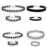 Prohouse(TM) Womens Vintage Black Lace Daisy Punk Gothic Tattoo Choker Necklace and Bracelet-4 Sets