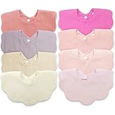 EllieHouse Baby Bibs for Girls Boys 8 Pack Muslin Drool Teeth Drooling Teething Bibs Muslin Cotton for Toddler Infant