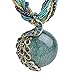 Jovivi Retro Bohemia Style Millet Chain Crystal Phoenix Peacock Pendant Necklace for Women