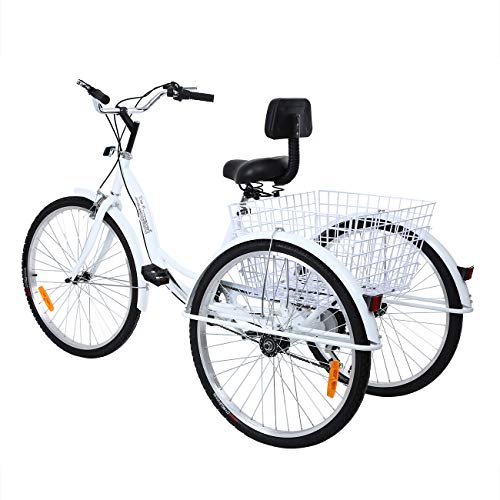 Iglobalbuy 26 Inch Adult Tricycles Series 7 Speed 3 Wheel Bikes for Adult Tricycle Trike Cruise Bike Large Size Basket for Recreation, Shopping,Exercise Men's Women's Bike - Thumbnail 3
