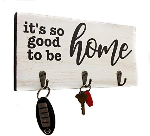 It’s So Good To Be Home Wood Sign Key Holder, Rustic Farmhouse Decor Made in the USA