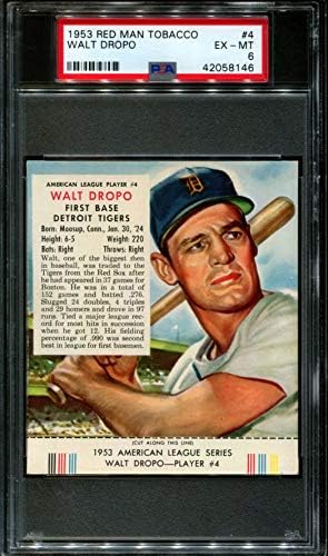 1953 RED MAN TOBACCO #4 WALT DROPO RED SOX POP 10 PSA 6 B2640231-146
