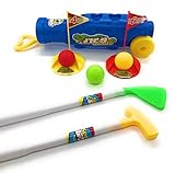 O.B Toys&Gift Deluxe Kid's Toy Golf Set w/ 3 Golf Balls , 2 Types of Clubs, 2 Practice Holes , 2 Flags & Golf Caddy Club Holder , Sport Children's Golf Play Set